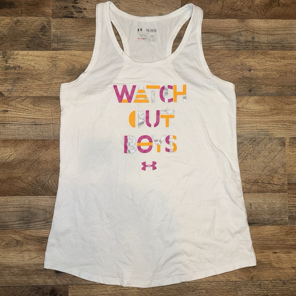 Under Armour Youth Girls Tank Watch Out Boys Racerback Tank Top Sport Athletic